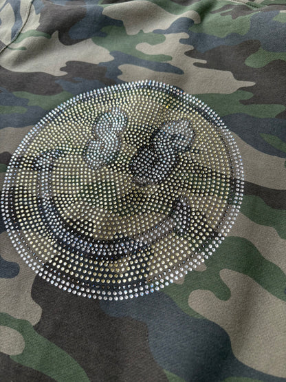 Smiley Rhinestone Zip Up (Camo)