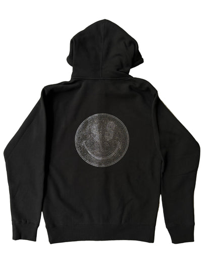 Smiley Rhinestone Zip Up (Triple Black)